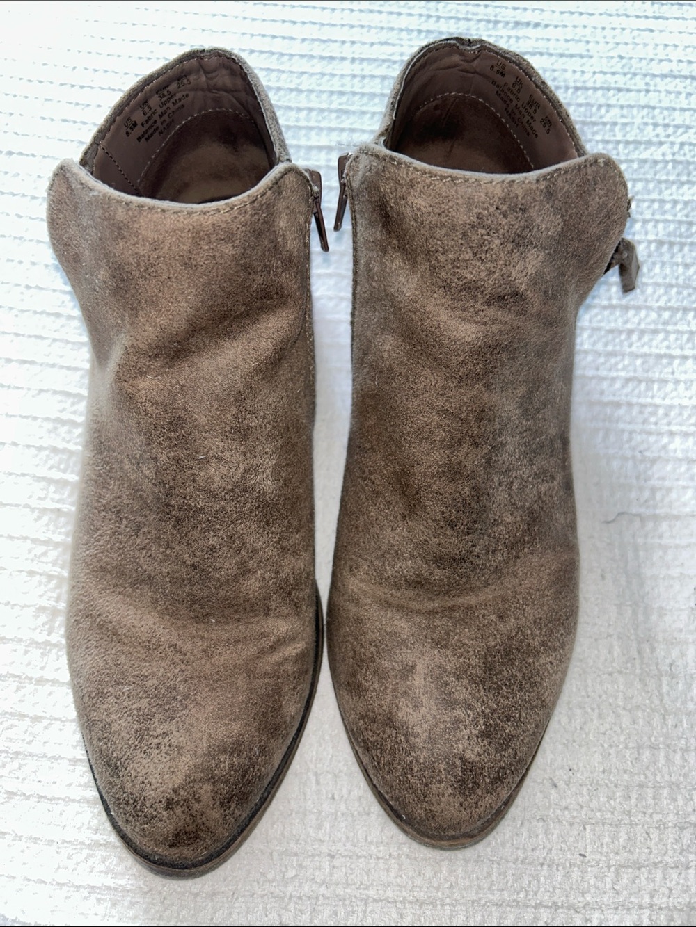 Women's Taupe Suede Ankle Boots - Classic Comfort size 8.5